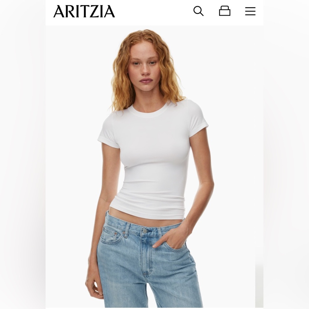 Aritzia Smooth Seamless Willow Hip Tee - Size S - Dew Blue